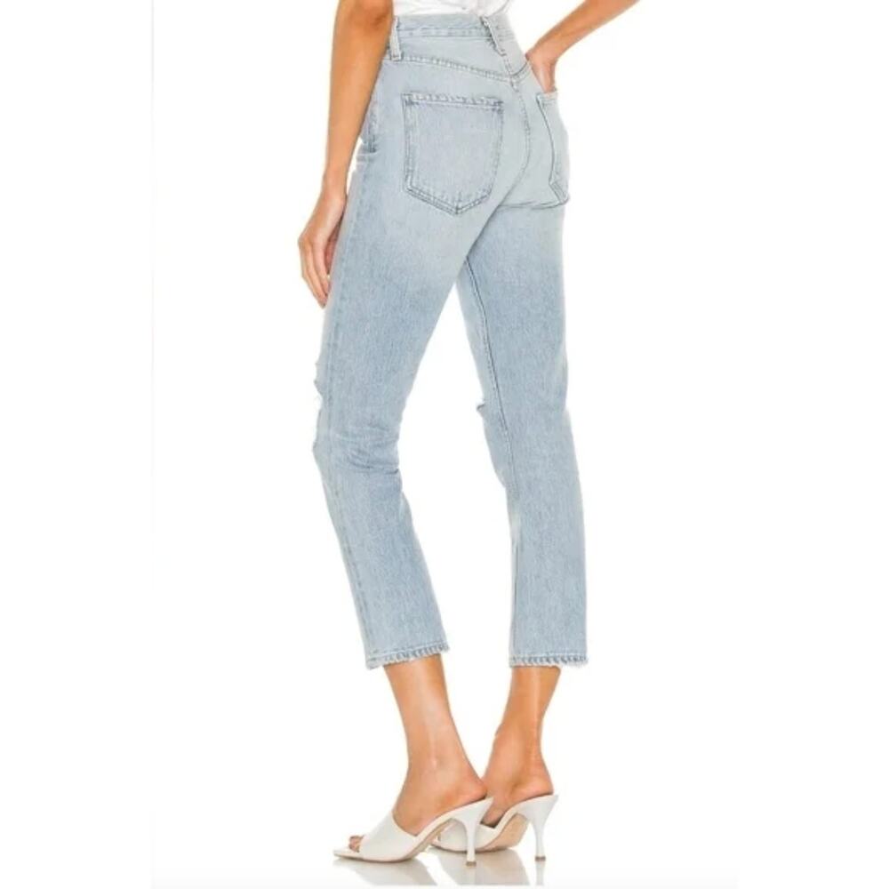 AGOLDE Riley High Rise Straight Crop Distressed Jeans 25 - Picture 2 of 9